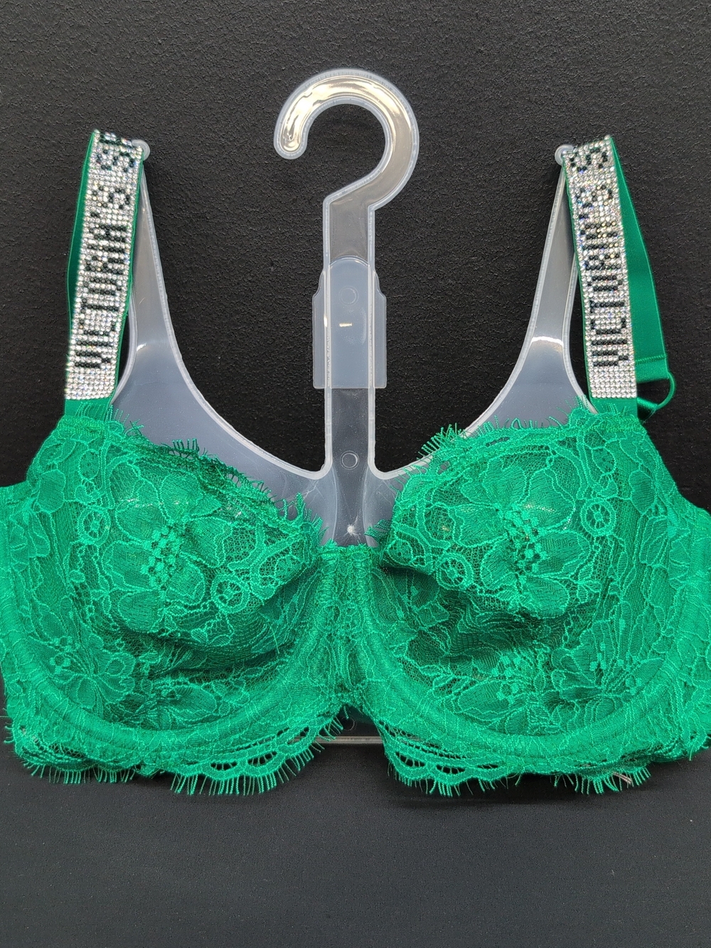 Victoria Secret Wicked Unlined Shine Strap Balconette Push Up Bra 34D Green